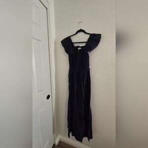 Moon River / Anthropolgie Navy Blue Ruffled Dress - NWT